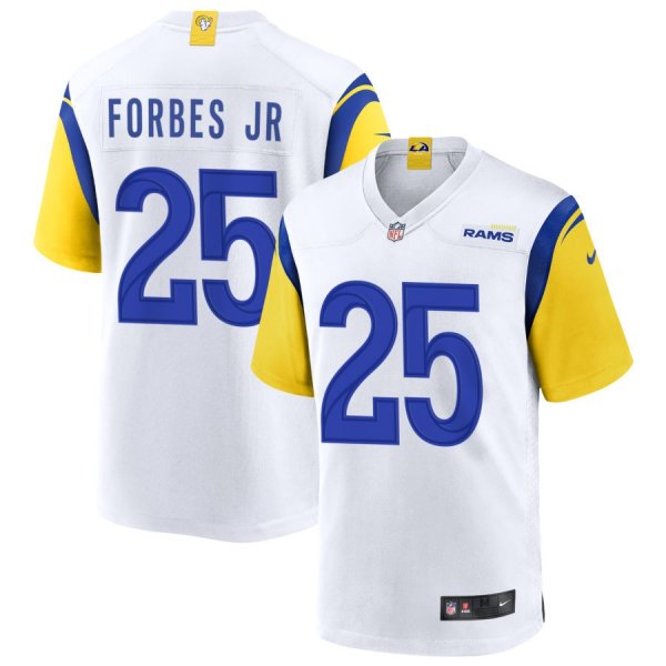 Men's Nike #25 Emmanuel Forbes Jr. White Los Angeles Rams Game Player Jersey