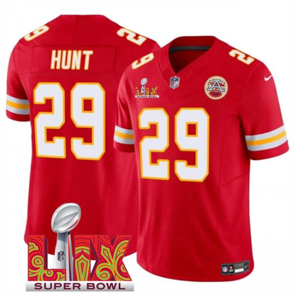 Youth Kansas City Chiefs #29 Kareem Hunt Red Super Bowl LIX F.U.S.E. Vapor Limited Stitched Jersey