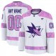 Men's San Jose Sharks Fanatics White 2024 Hockey Fights Cancer Custom Practice Jersey