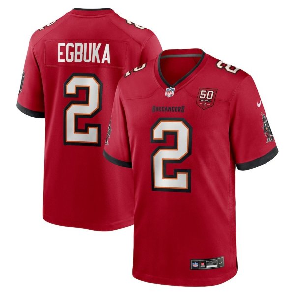 Men's Tampa Bay Buccaneers #2 Emeka Egbuka Nike Red Team 50th Season Game Jersey