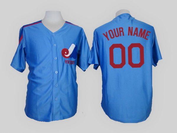 Montreal Expos Blue Men's Customized Throwback MLB Jersey