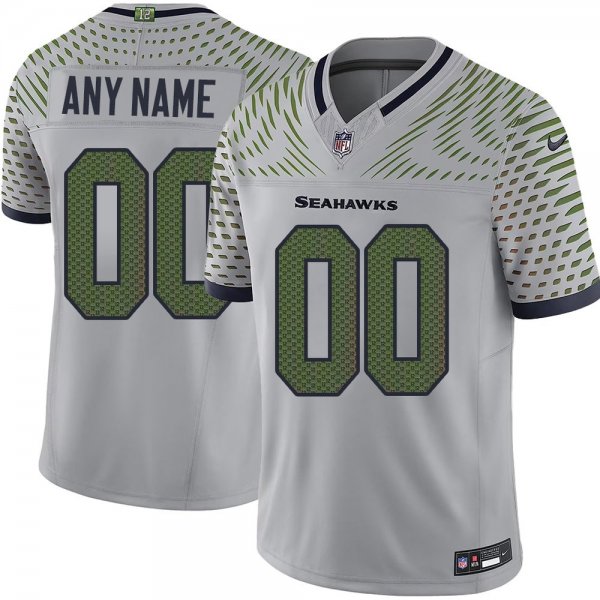 Men's Seattle Seahawks Custom Gray Rivalries Collection F.U.S.E. Vapor Limited Stitched Jersey