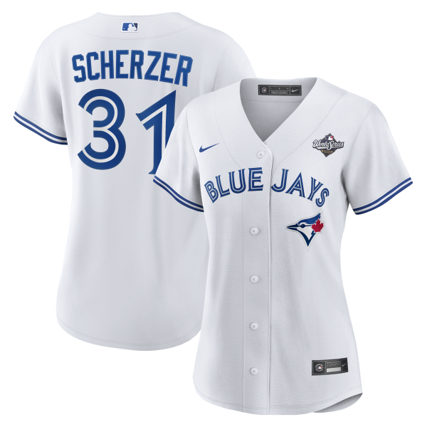 Women's Toronto Blue Jays #31 Max Scherzer Nike White 2025 World Series Home Player Jersey