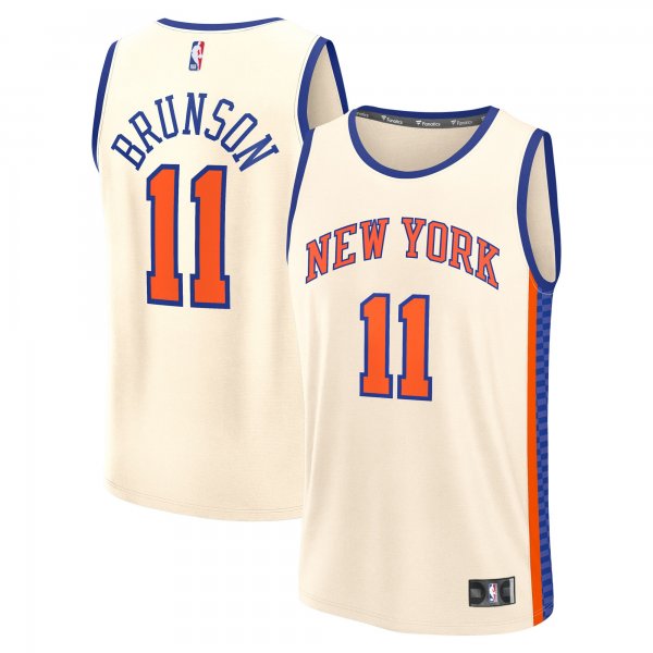 Youth New York Knicks #11 Jalen Brunson Fanatics Cream 2025/26 City Edition Fast Break Jersey