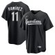 Men's Cleveland Guardians #11 Jose Ramirez Nike Black Lights Out Replica Player Jersey