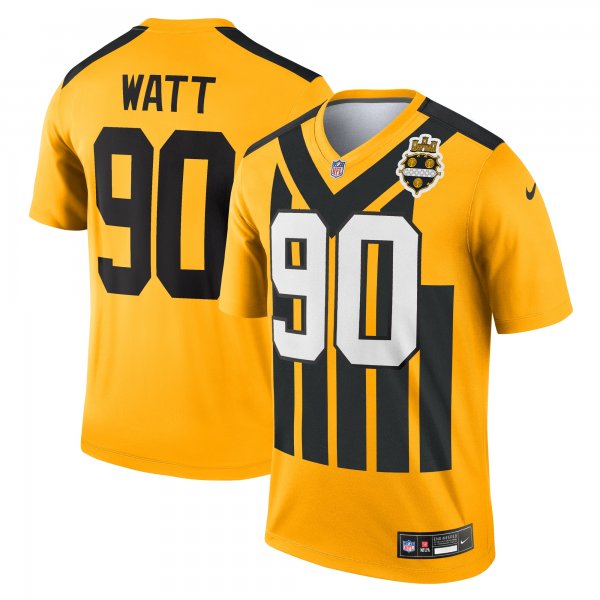 Men's Pittsburgh Steelers #90 T.J. Watt Nike Gold Alternate 1933 Throwback Legend Player Performance Top Jersey