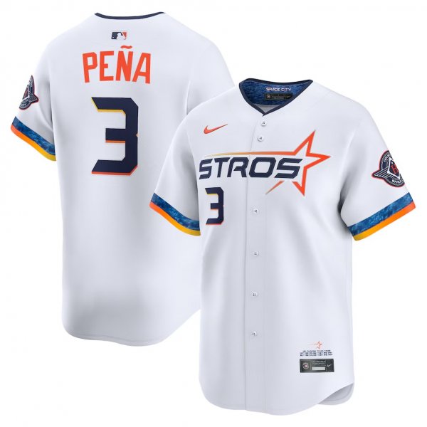 Men's #3 Jeremy Pena Houston Astros Nike 2025 City Connect Limited Player White Jersey
