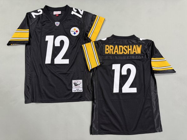Men's Pittsburgh Steelers #12 Terry Bradshaw Black Jersey