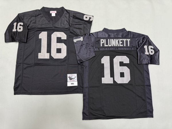 Men's Las Vegas Raiders #16 Jim Plunkett Black Mitchell & Ness Jersey