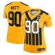 Women's Pittsburgh Steelers #90 T.J. Watt Nike Gold Alternate 1933 Throwback Legend Player Performance Top