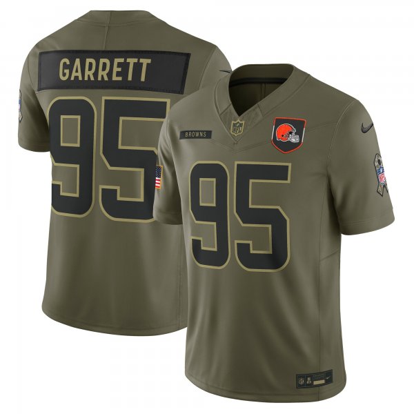 Men's #95 Myles Garrett Cleveland Browns Nike 2025 Salute to Service Limited Olive Jersey