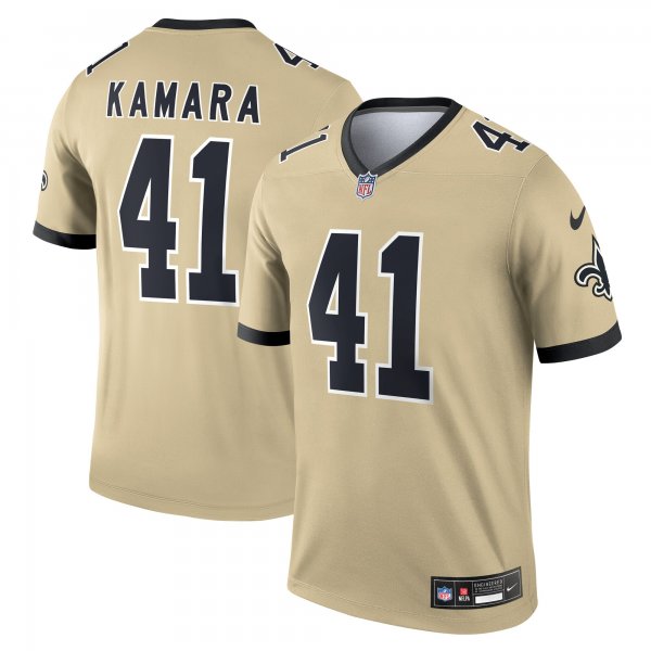 Men's New Orleans Saints #41 Alvin Kamara Nike Gold Gameday Golds Alternate Legend Player Performance Top