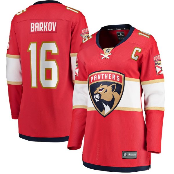 Women's #16 Aleksander Barkov Florida Panthers Fanatics Captain Patch Home Breakaway Player Red Jersey