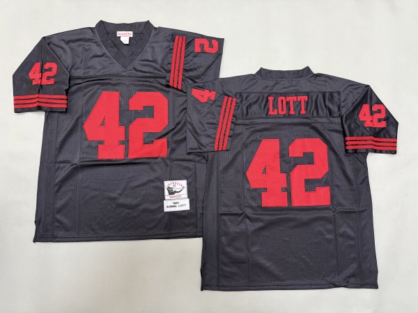 Men's #42 Ronnie Lott San Francisco 49ers Black Jersey