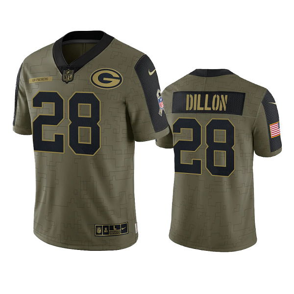Green Bay Packers A.J. Dillon Olive 2021 Salute To Service Men's Limited NFL Jersey