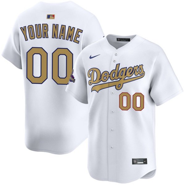 Men's Los Angeles Dodgers Home 2025 Gold Collection Limited Custom Jersey