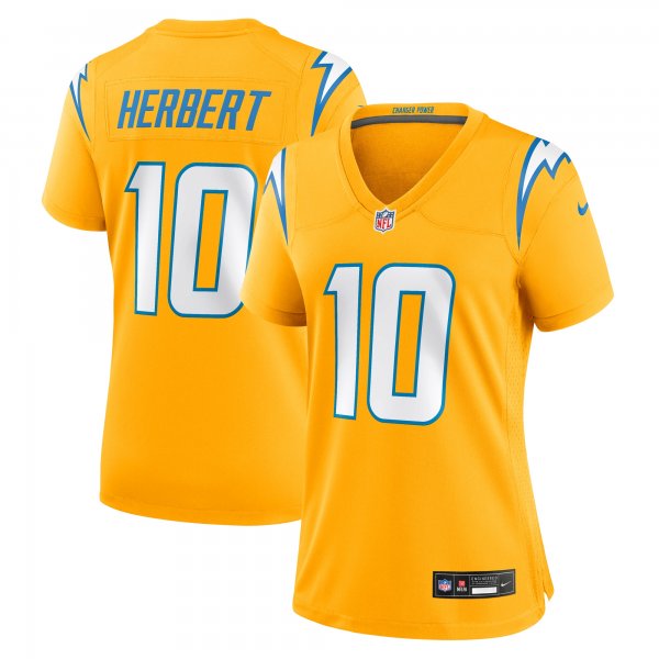 Women's Los Angeles Chargers #10 Justin Herbert Nike Gold Alternate Charger Power Game Jersey