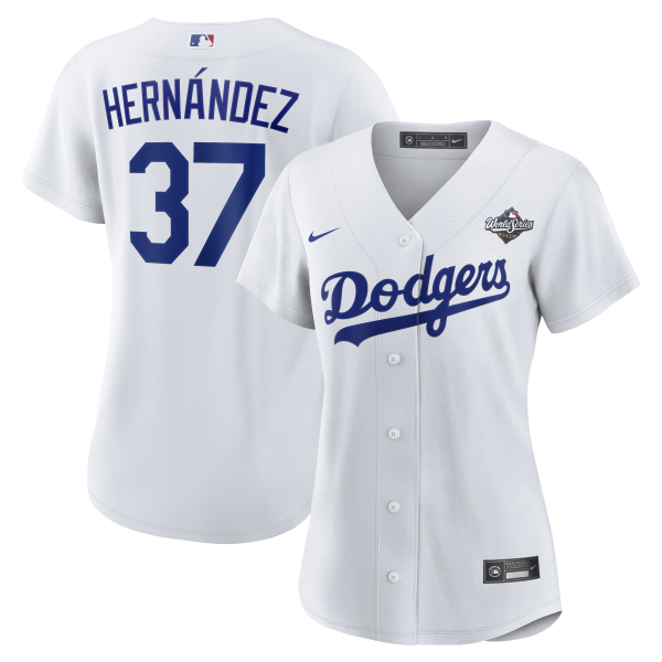 Women's Los Angeles Dodgers #37 Teoscar Hernandez Nike White 2025 World Series Home Player Jersey