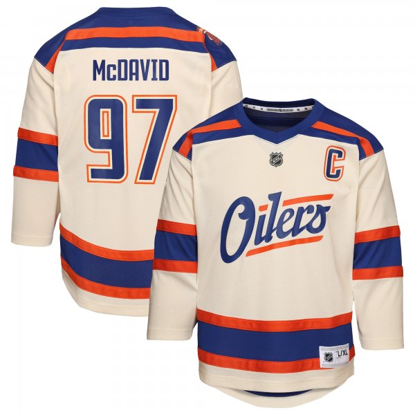 Youth Edmonton Oilers #97 Connor McDavid Light Beige Alternate Replica Player Jersey