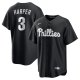 Men's Philadelphia Phillies #3 Bryce Harper Nike Black Lights Out Replica Player Jersey