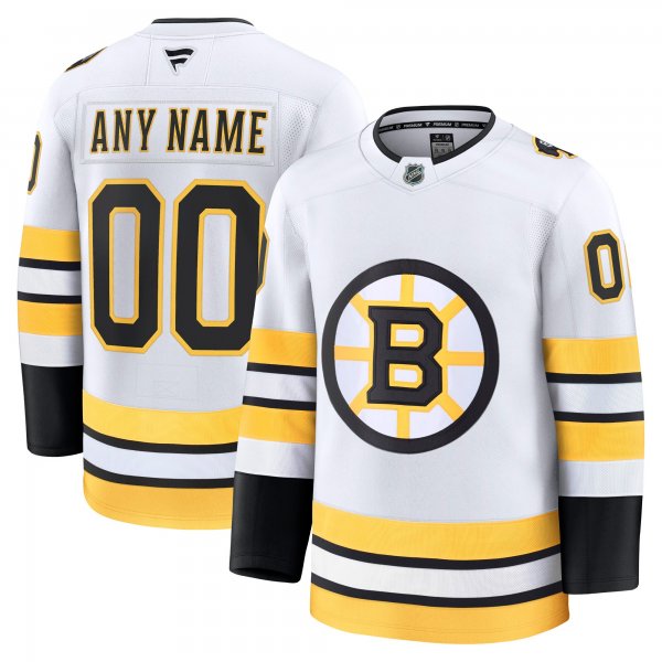 Men's Boston Bruins White Away Premium Custom Jersey