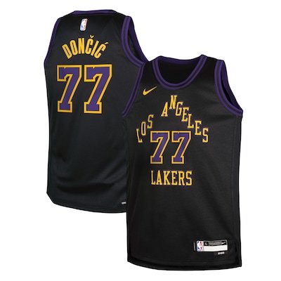 Youth Los Angeles Lakers #77 Luka Doncic Nike Black 2025/26 City Edition Swingman Jersey