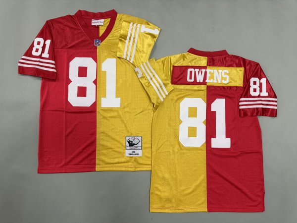 Men's #81 Terrell Owens San Francisco 49ers Red and Yellow Jersey