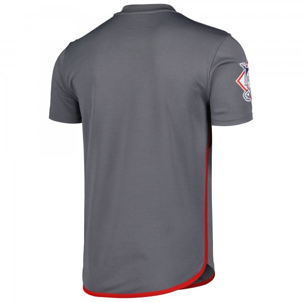 Men's  Chicago Cubs Stitches Charcoal Team V-Neck Jersey