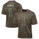 Youth #1 Jalen Hurts Philadelphia Eagles Nike 2025 Salute to Service Game Olive Jersey