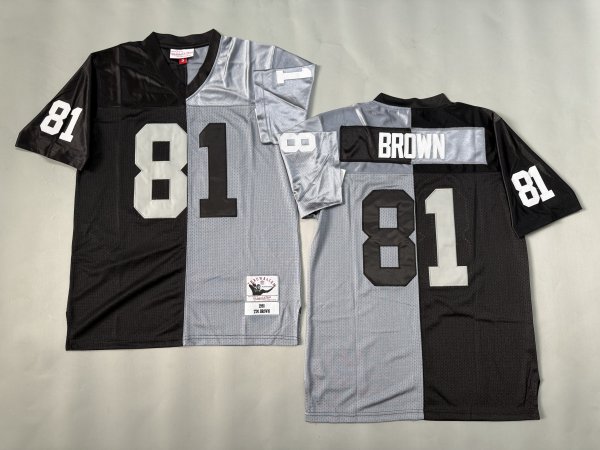 Men's Las Vegas Raiders #81 Tim Brown Split Mitchell & Ness Jersey