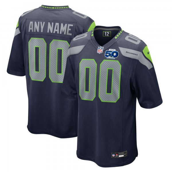Men's Seattle Seahawks Nike College Navy 50th Season Team Custom Game Jersey
