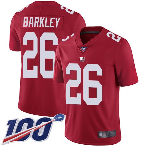 New York Giants #26 Saquon Barkley Red Alternate Youth Stitched NFL 100th Season Vapor Limited Jersey
