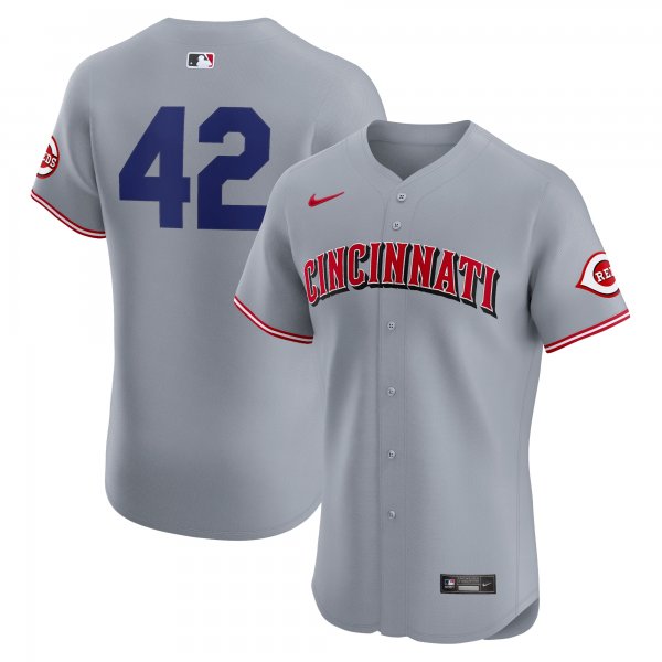 Men's Cincinnati Reds Nike Gray Road 2024 Jackie Robinson Day Elite Jersey
