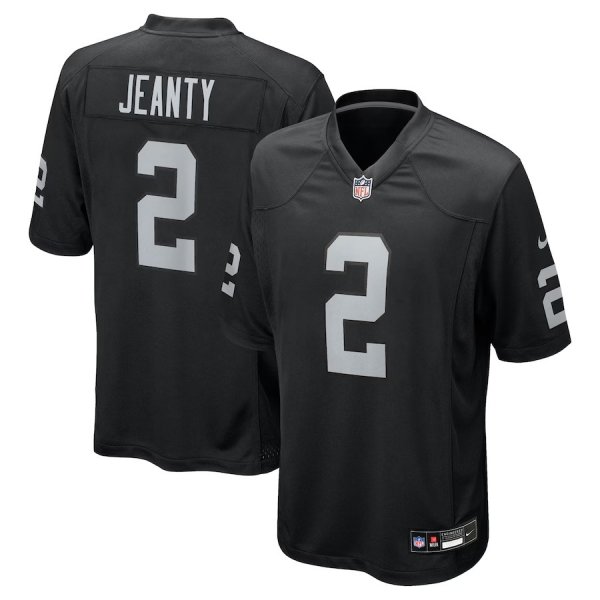 Men's #2 Ashton Jeanty Las Vegas Raiders Nike 2025 NFL Draft First Round Pick Game Black Jersey