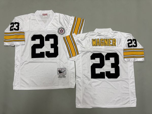 Men's Pittsburgh Steelers #23 Mike Wagner White Jersey