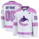 Men's Vancouver Canucks Fanatics White 2024 Hockey Fights Cancer Custom Practice Jersey