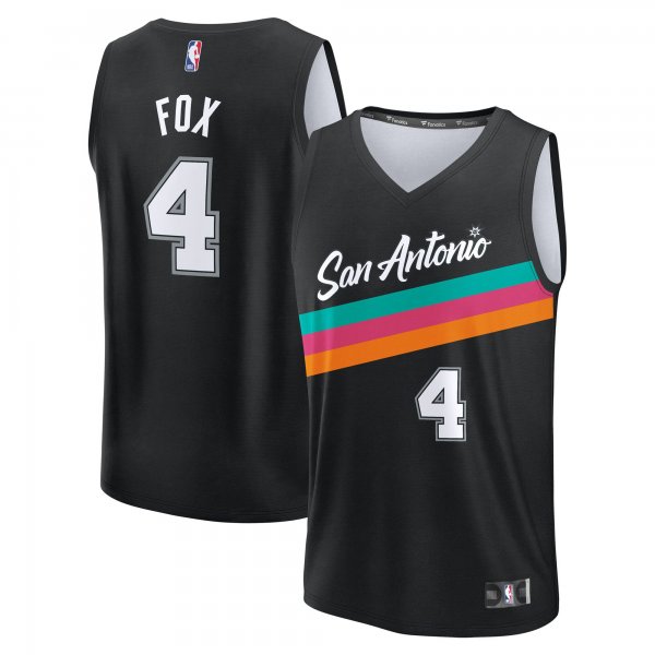 Men's San Antonio Spurs #4 De'Aaron Fox Fanatics Black 2025/26 City Edition Fast Break Jersey