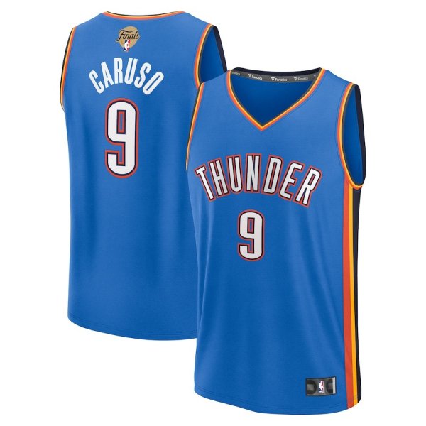 Men's Oklahoma City Thunder #9 Alex Caruso Fanatics Blue 2025 NBA Finals Fast Break Player Icon Edition Jersey
